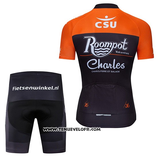 2019 Maillot Ciclismo Roompot Charles Orange Noir Manches Courtes et Cuissard